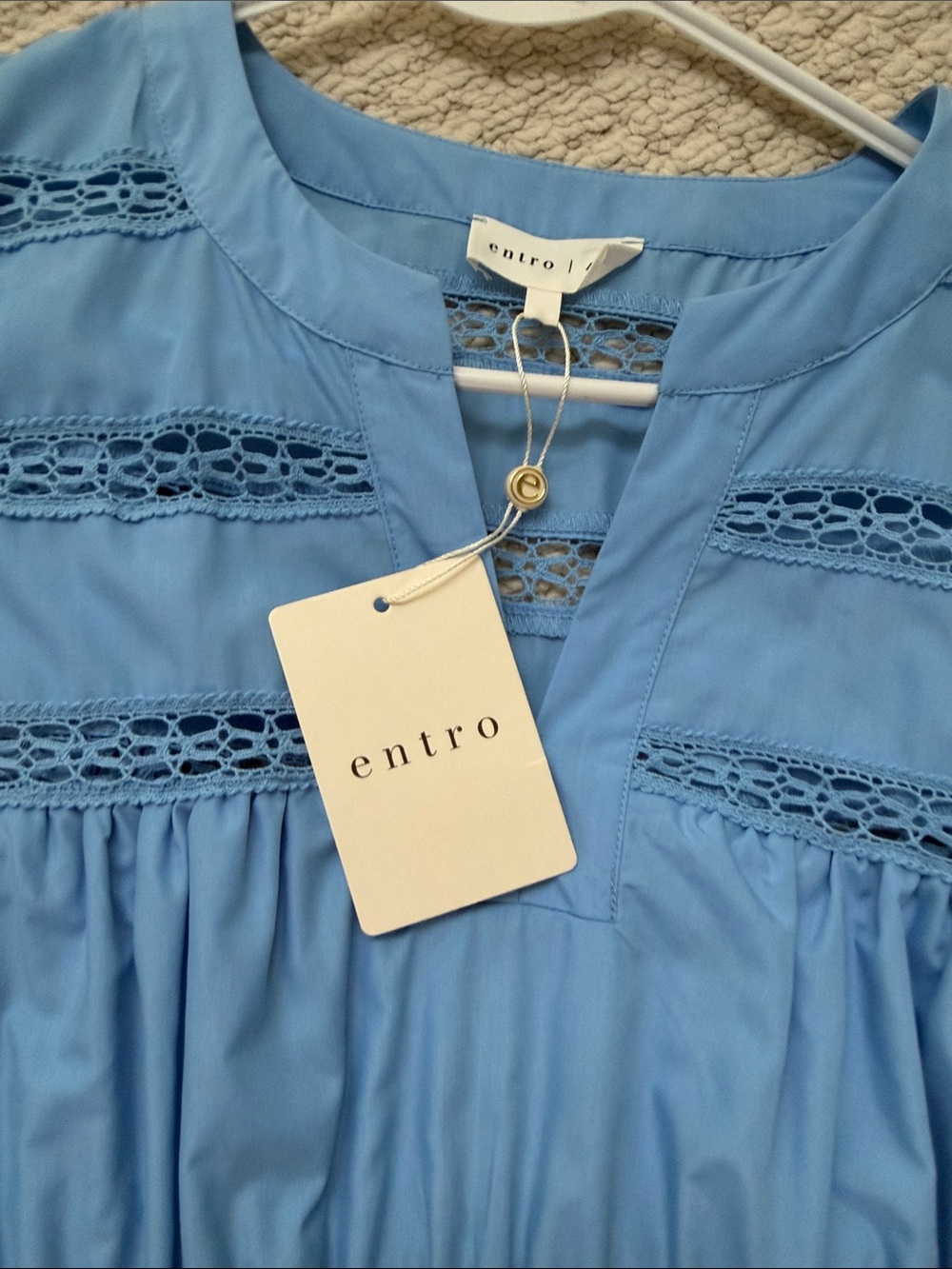 entro Blue Tiered Midi Dress with Lace Trim - Picture 4 of 7